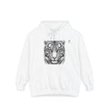 Tiger Portrait Hoodie — Detailed Black Ink Animal Graphic